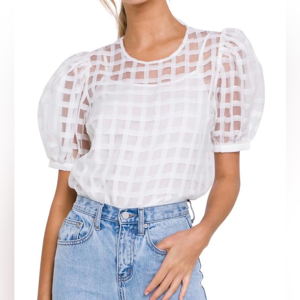 English Factory White Checkered Blouse
